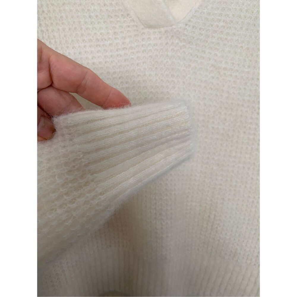 Everlane Alpaca Waffle-Stitch Polo Sweater Ivory Size XXS - Picture 8 of 12